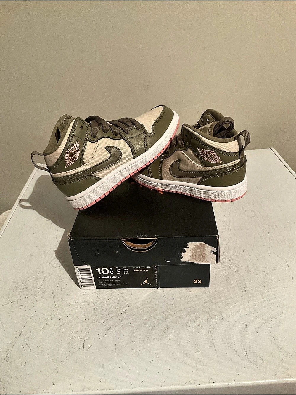Nike Air Jordan 1 Mid GP Trooper Bleached Coral - Size 10.5C (NEW IN BOX)